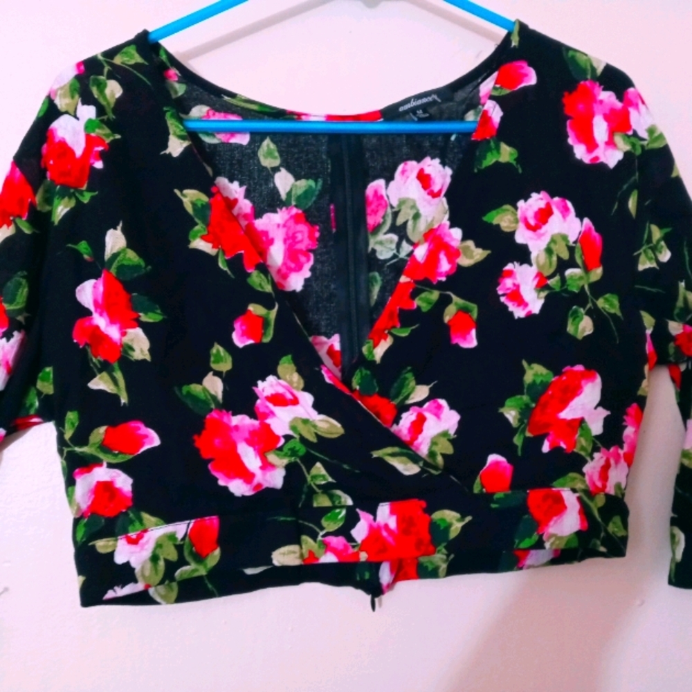 Floral tie over shirt